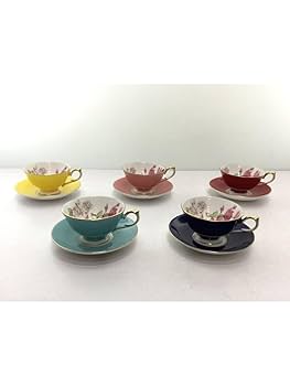 エインズレイ  エリザベスレッド&ターコイズ　箱付き Amazon.co.jp: Aynsley カップ&ソーサー 5点セット エリザベス